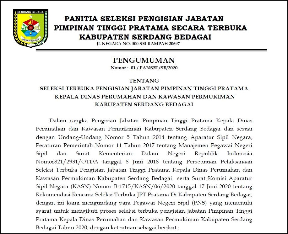 Contoh Surat Dinas Tertutup