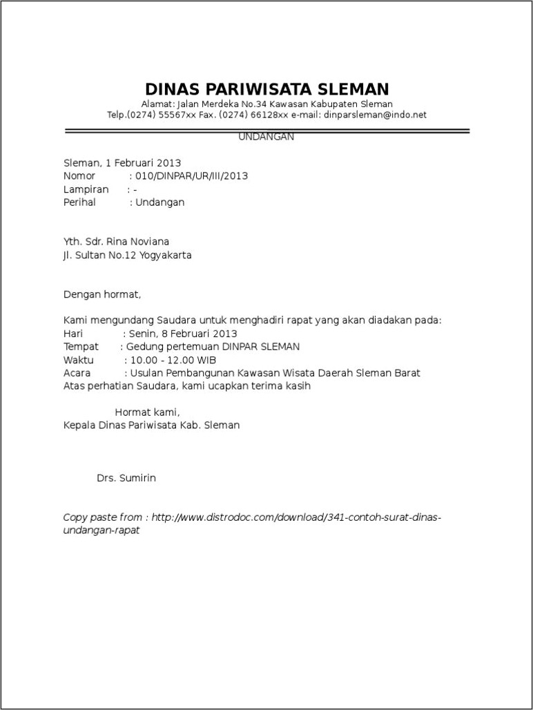 Contoh Surat Dinas Undangan Resmi - Surat Dinas : Desain Contoh Surat # ...