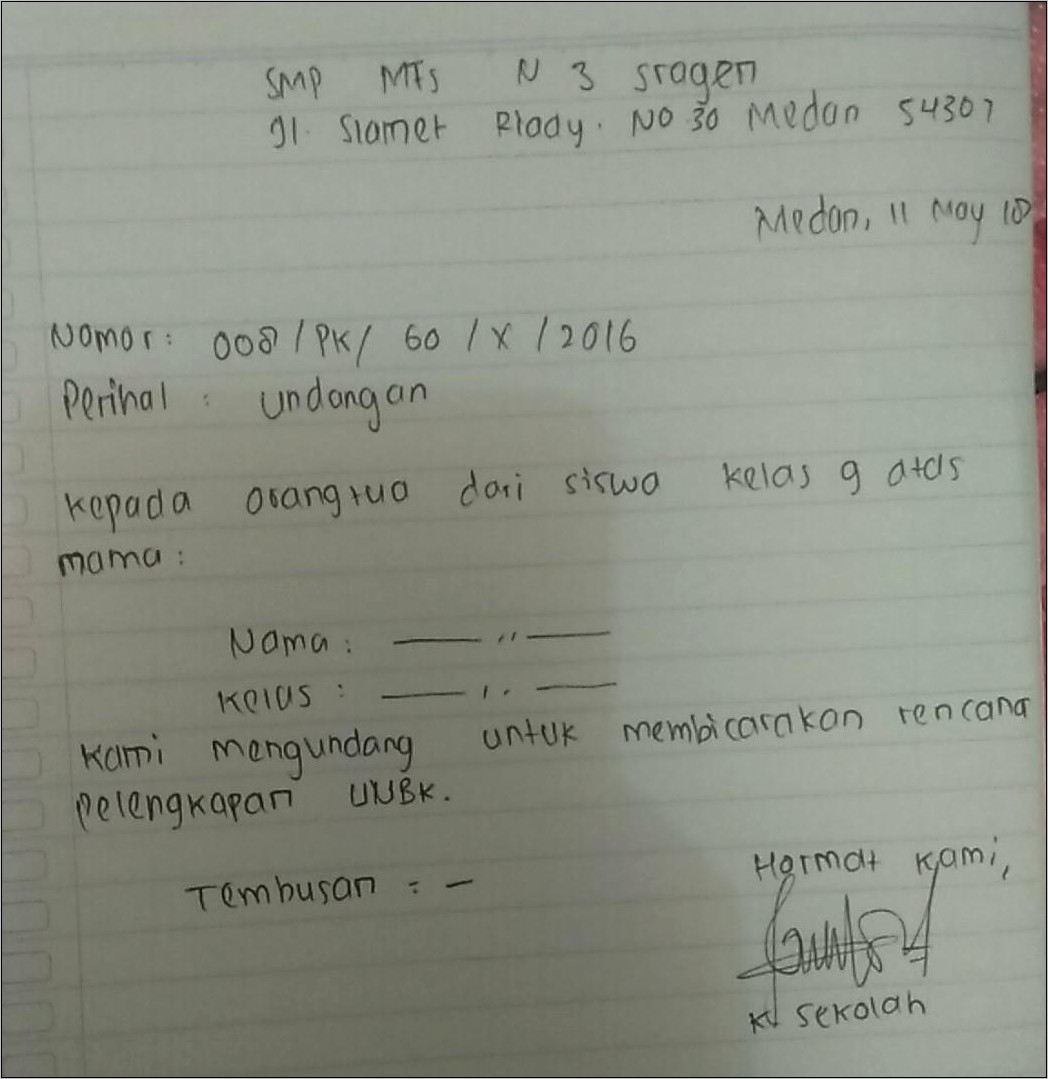 Contoh Surat Dinas Untuk Murid