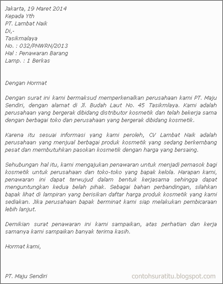 Contoh Surat Dinas Yang Baik Dan Benar Menurut Eyd