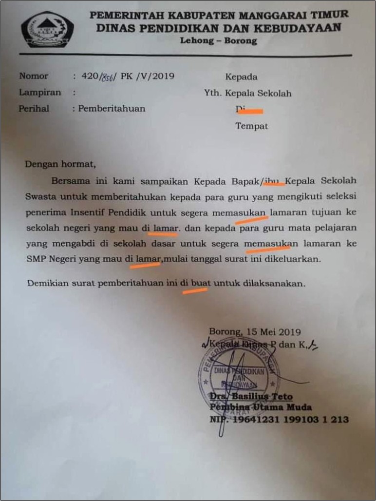 Contoh Surat Dinas Yang Harus Diperbaiki