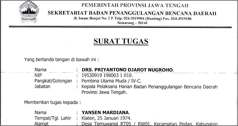 Contoh Surat Dinas Yang Menggunakan Pelaksana Harian Dki Jakarta