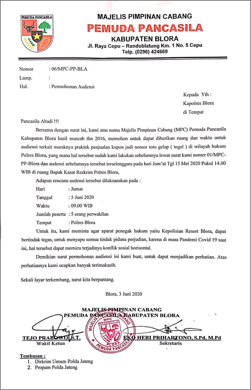 Contoh Surat Diplomasi Perusahaan