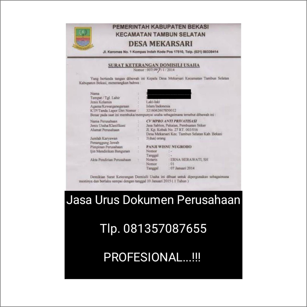 Contoh Surat Domisili Perusahaan 2015