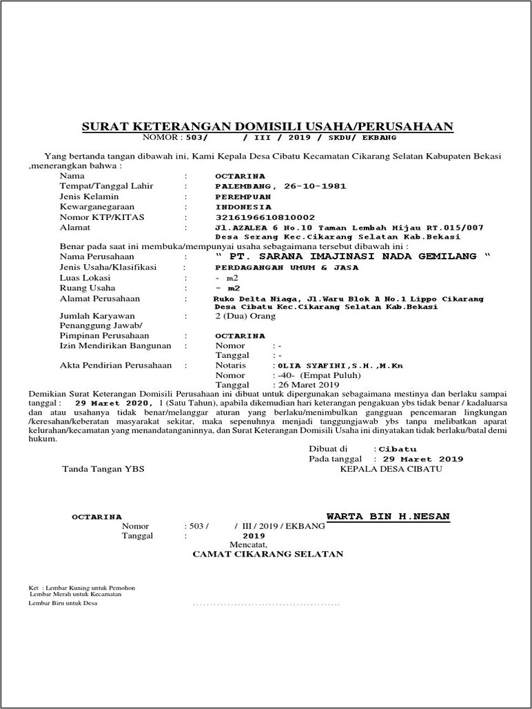 Contoh Surat Domisili Usaha Dari Kelurahan