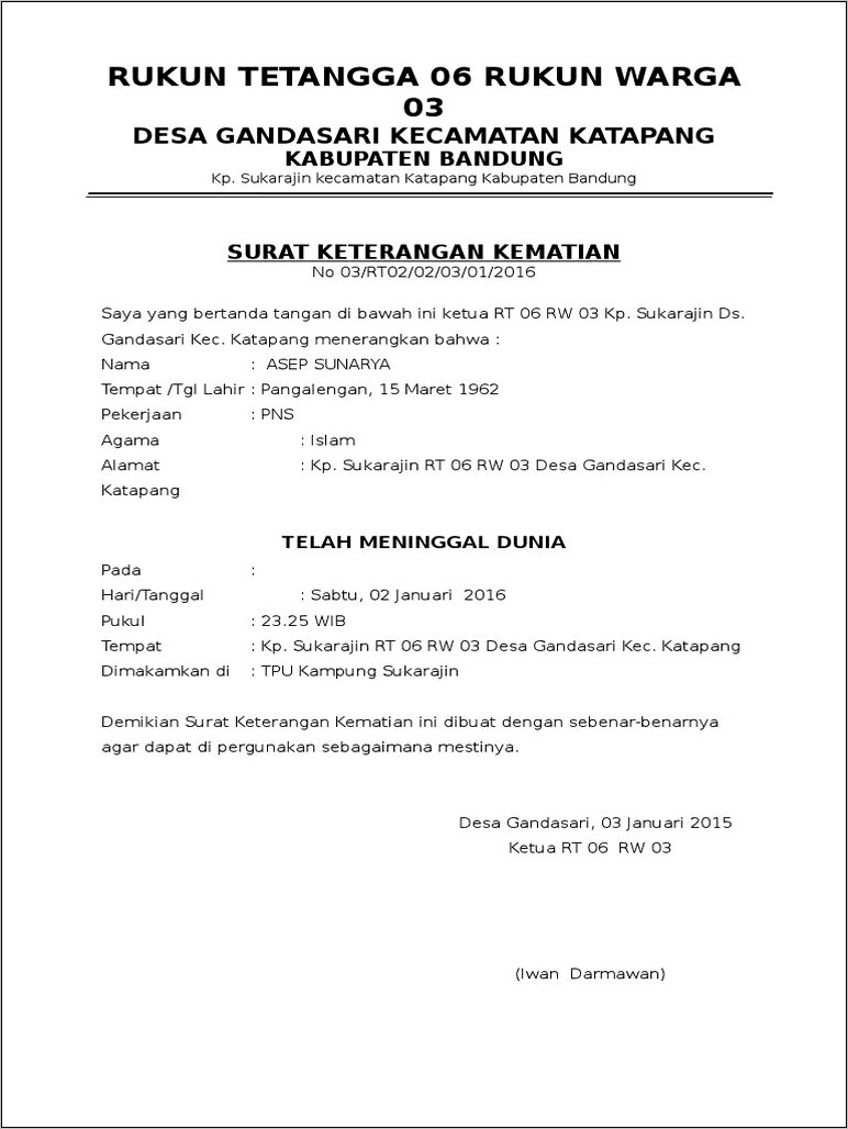 Contoh Surat Domisili Usaha Dari Rt