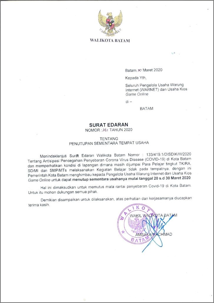 Contoh Surat Edaran Dari Kelurahan Kepada Perusahaan