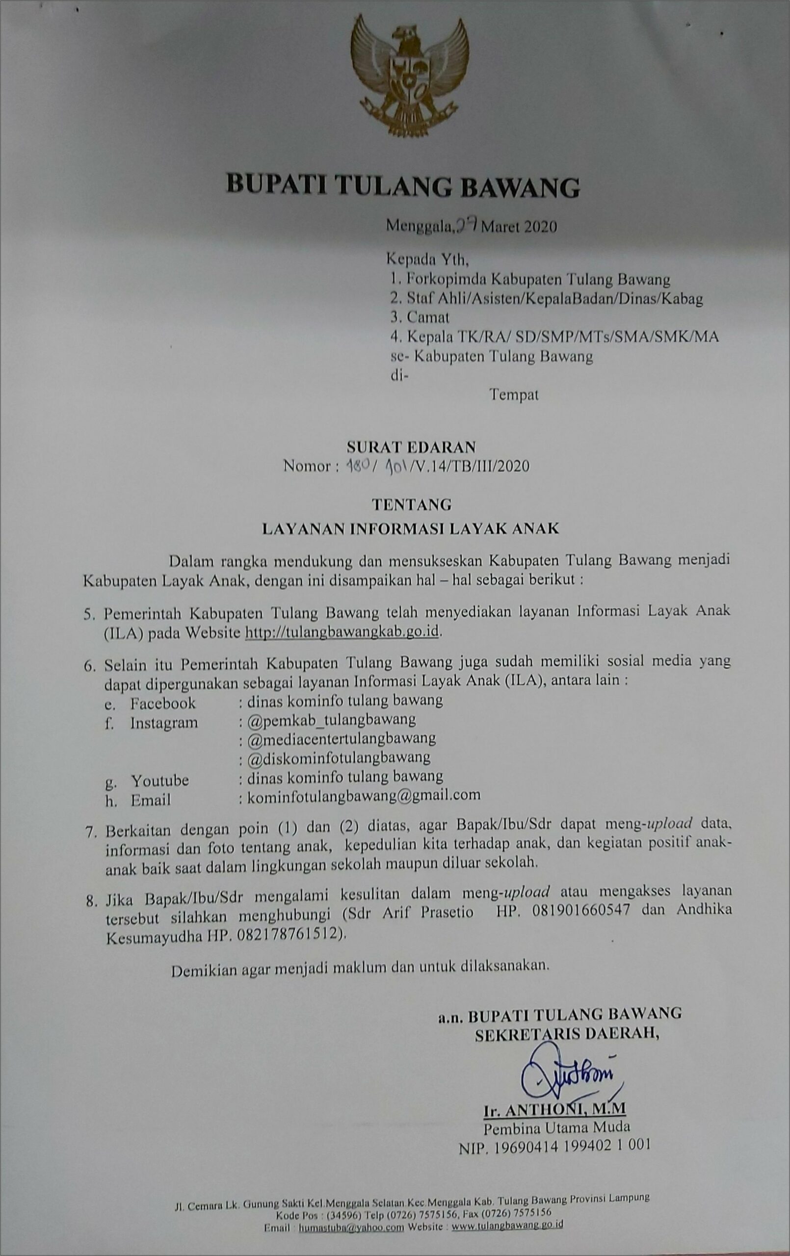 Contoh Surat Edaran Dinas Pariwisata