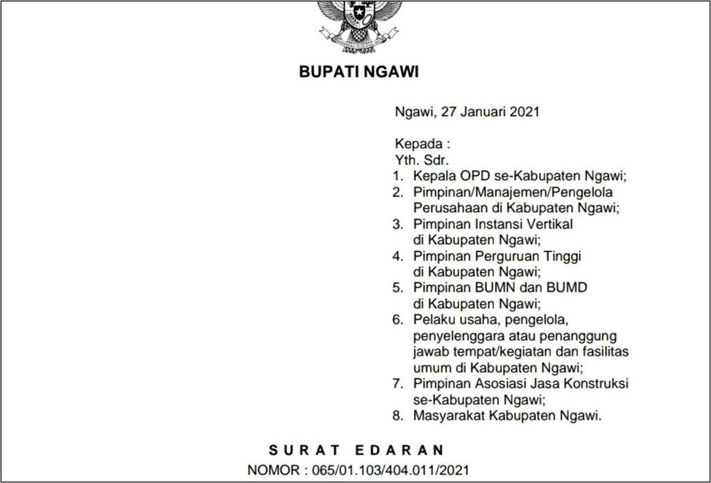 Contoh Surat Edaran Perusahaan Bumn