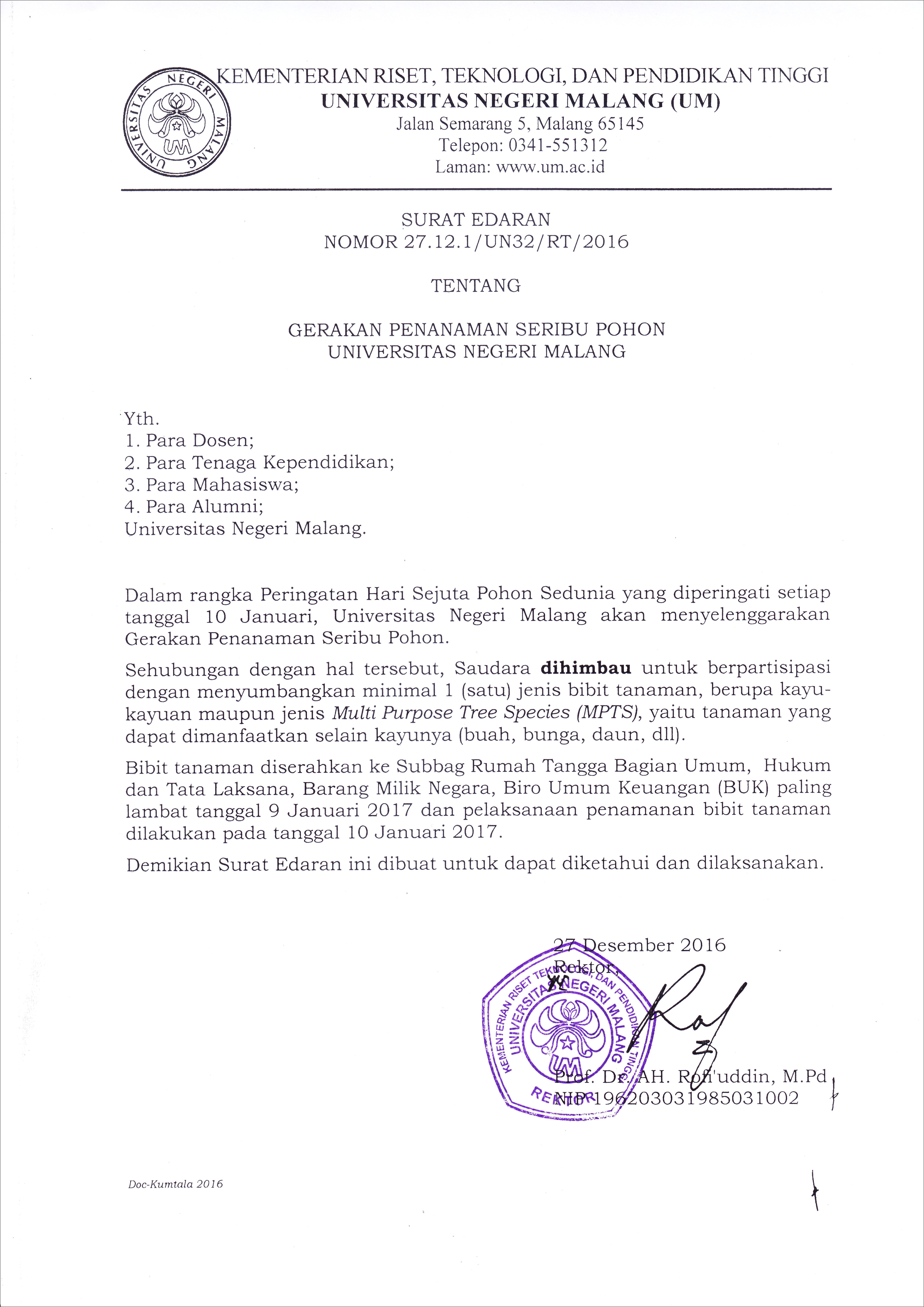 Contoh Surat Edaran Perusahaan Doc