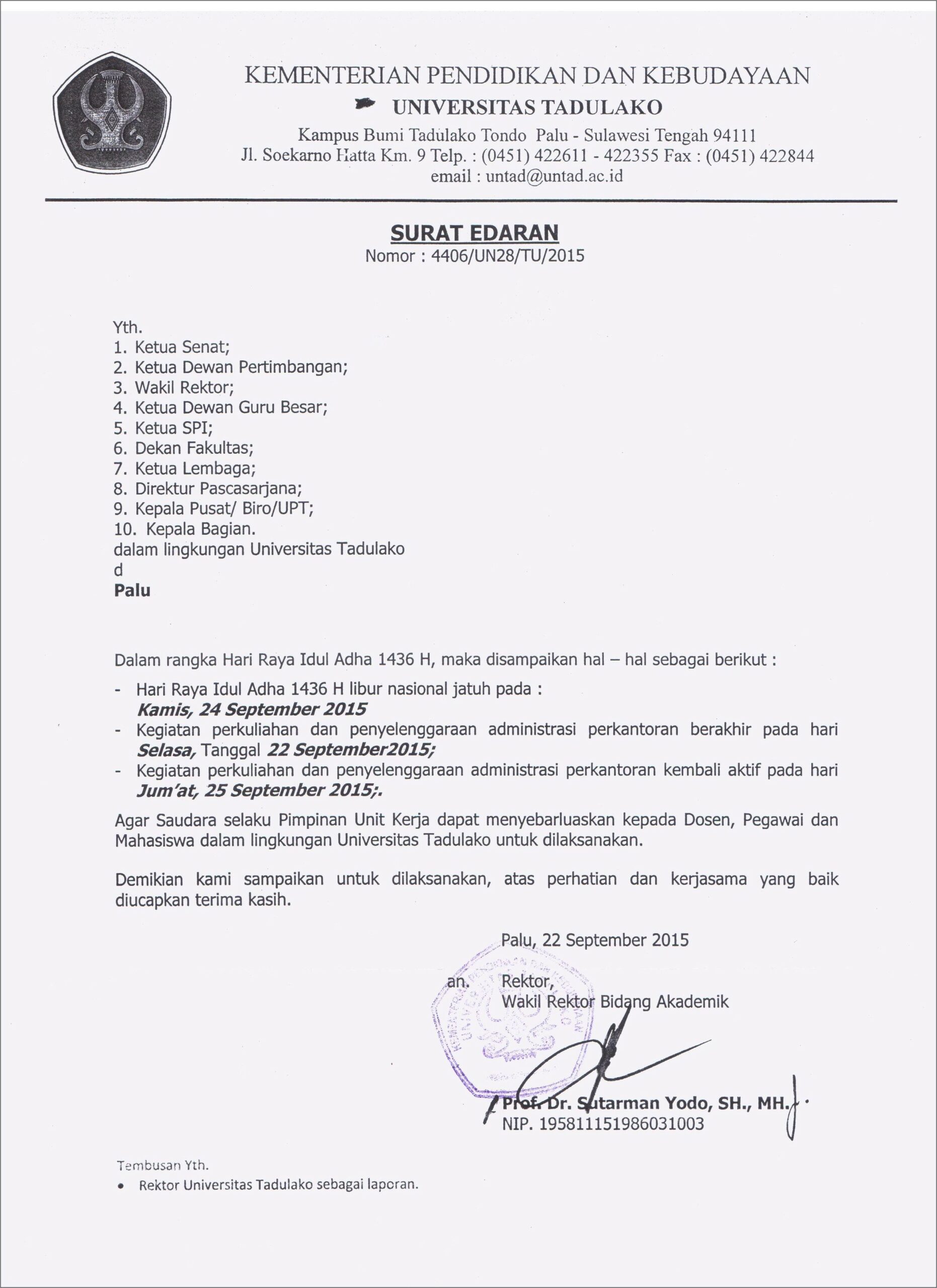 Contoh Surat Edaran Perusahaan Yang Benar