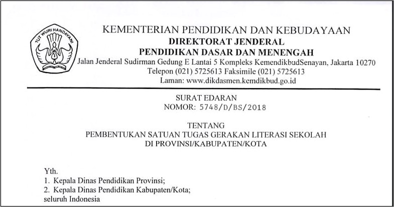 Contoh Surat Edaran Resmi Dinas Pendidikan