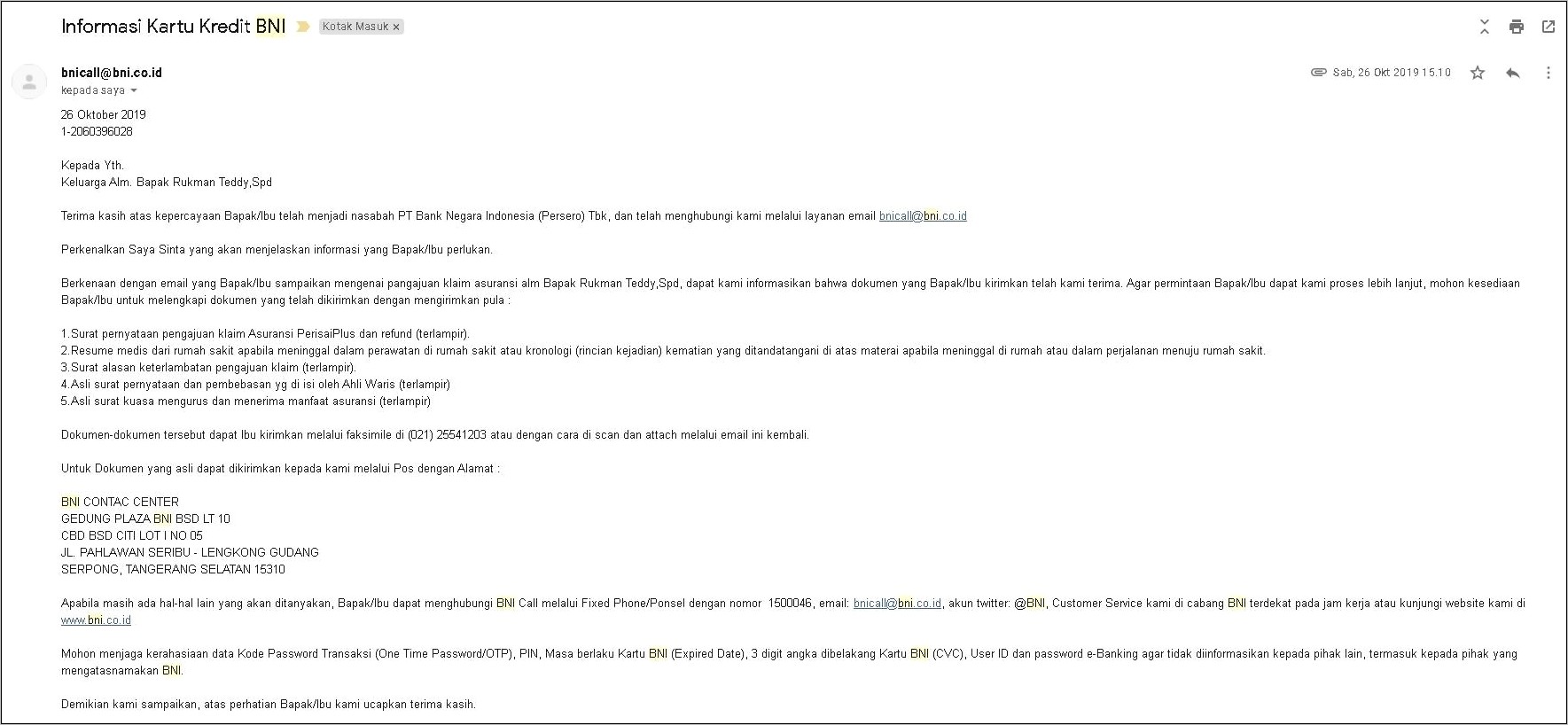 Contoh Surat Email Untuk Menayakan Asuransi Untuk Perusahaan
