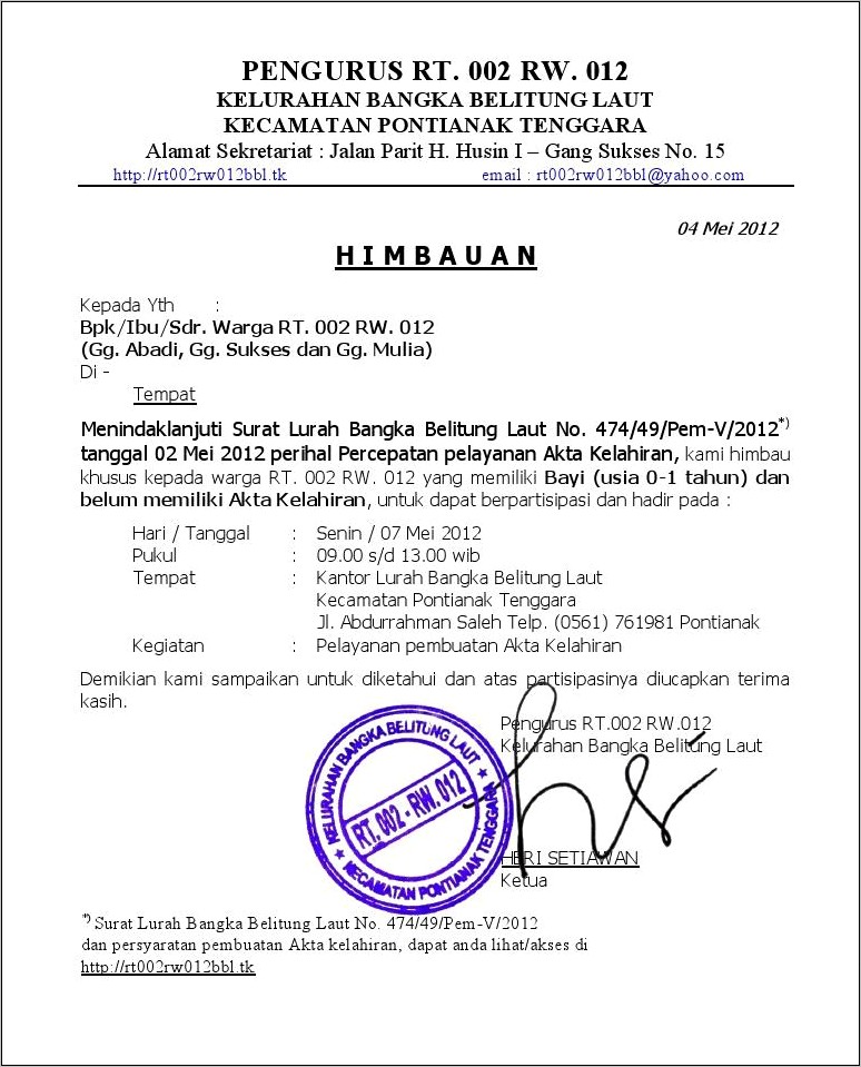 Contoh Surat Himbauan Dan Undangan