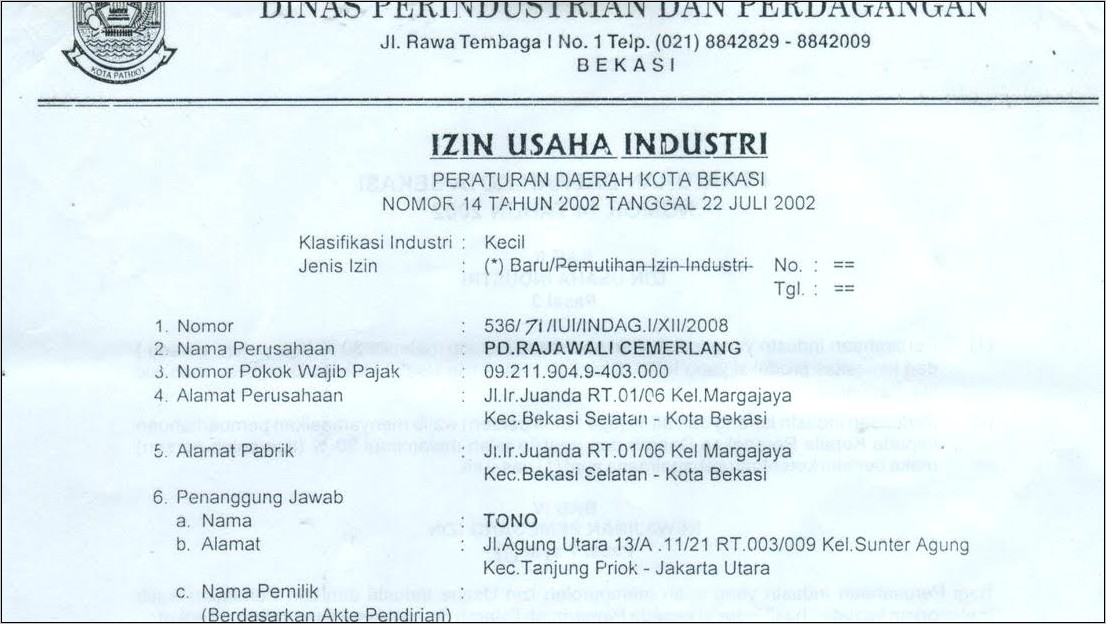 Contoh Surat Ho Perusahaan