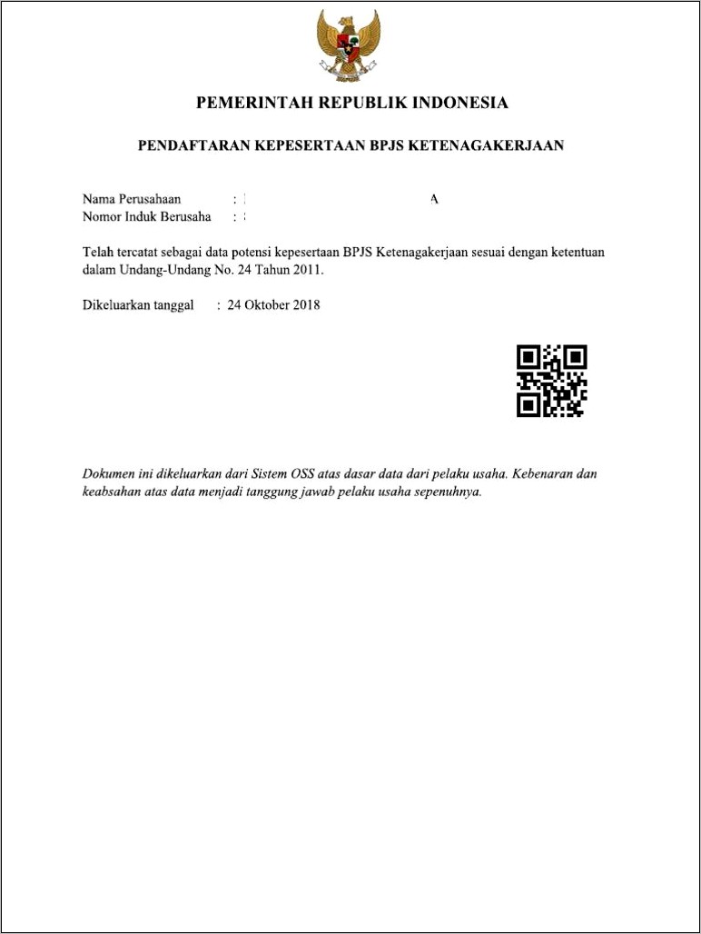 Contoh Surat Ijin Berusaha