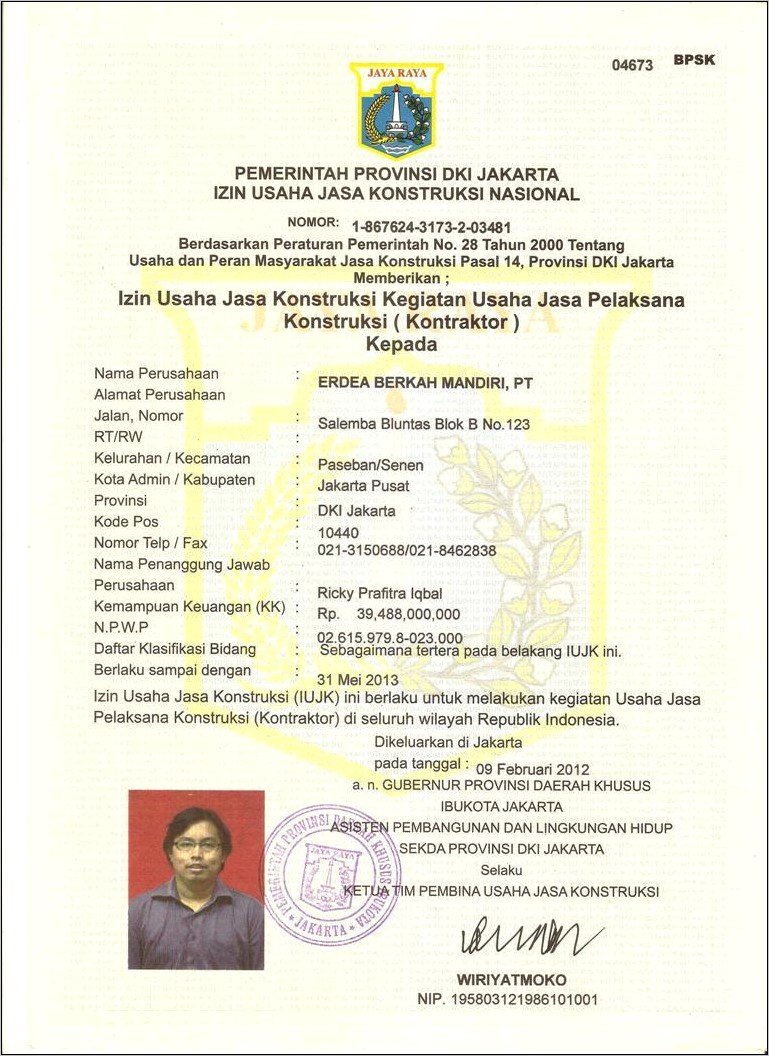 Contoh Surat Ijin Mendikan Perusahaan