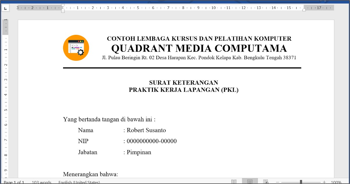 Contoh Surat Ijin Pkl Ke Perusahaan