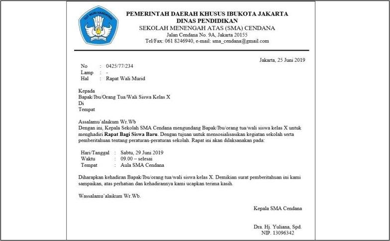 Contoh Surat Ijin Sekolah Dari Perusahaan