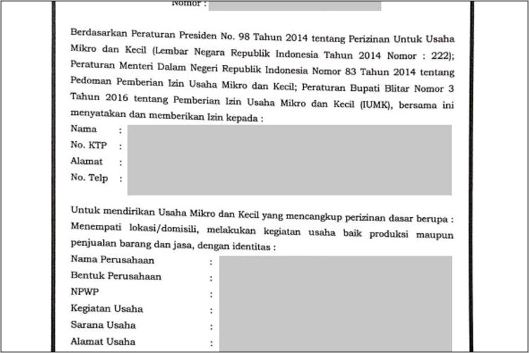 Contoh Surat Ijin Usaha Desa Junrejo