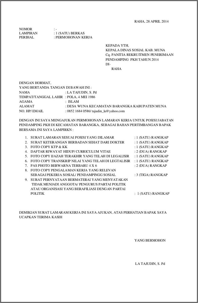 Contoh Surat Ikatan Dinas