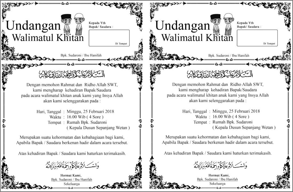 Contoh Surat Indonesia Undangan Aqiqah Syukuran Kelahiran Bayi Bisa Diedit