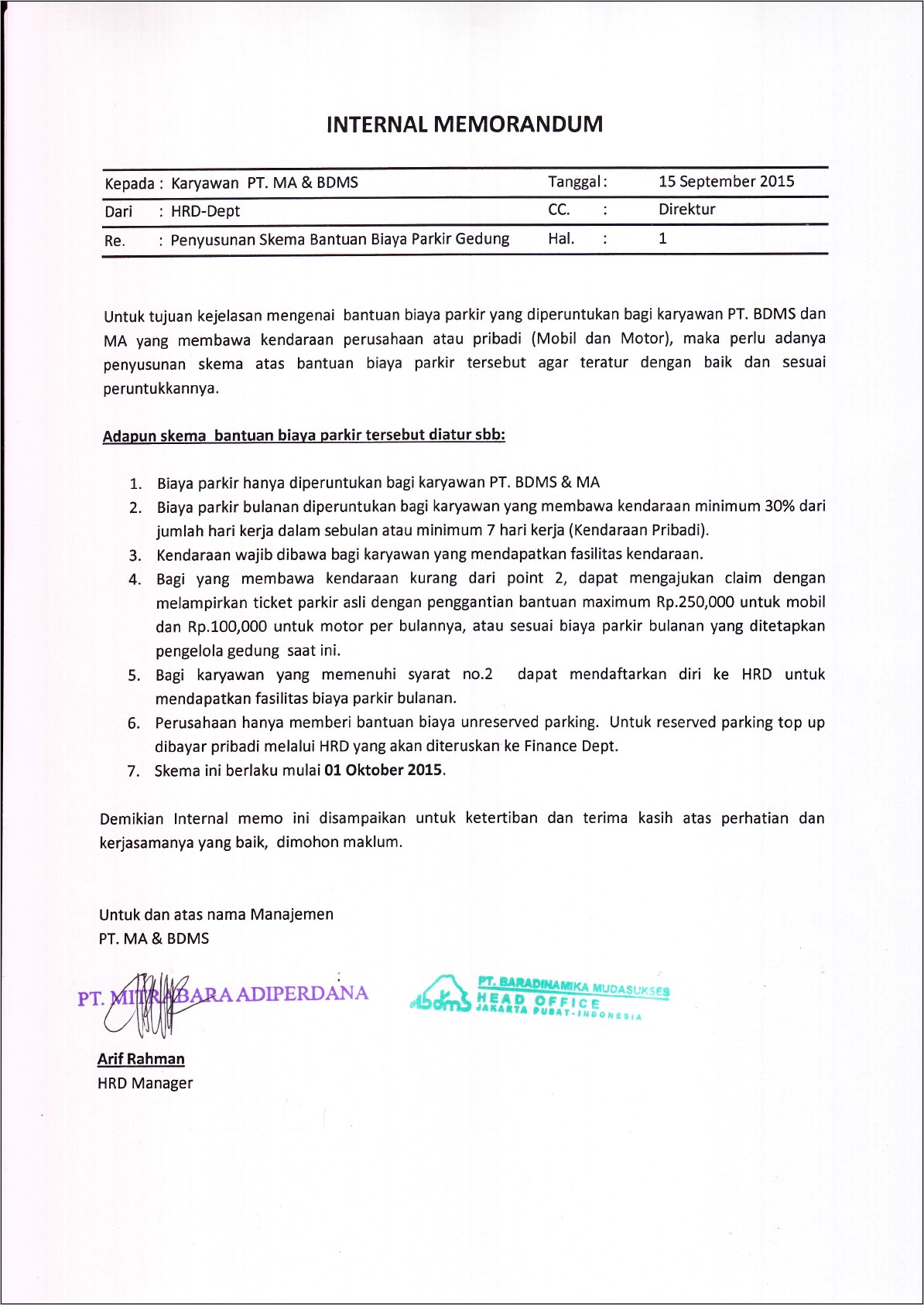 Contoh Surat Internal Memo Untuk Di Perusahaan