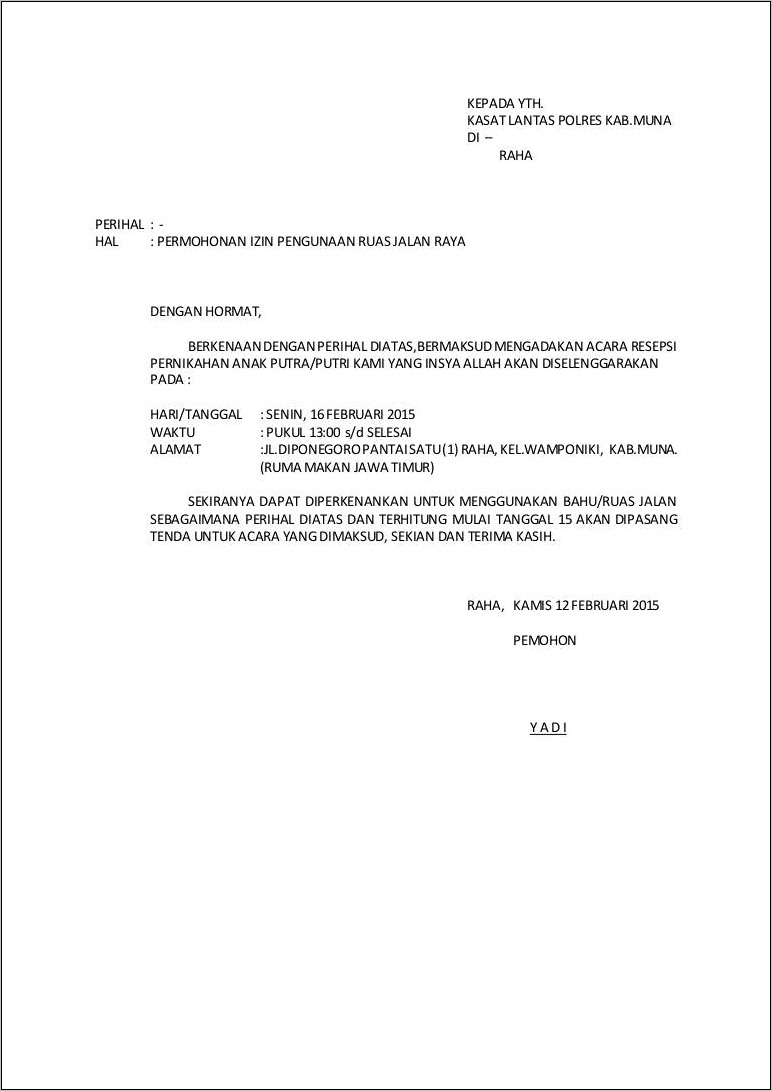 Contoh Surat Izin Ke Dinas Perhubungan Tenggarong