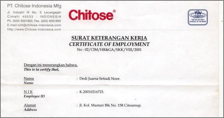 Contoh Surat Izin Kerjaperusahaan