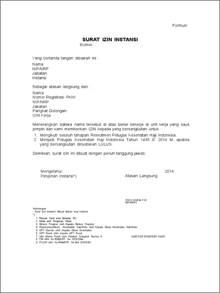 Contoh Surat Izin Oprasional Untuk Tkhi