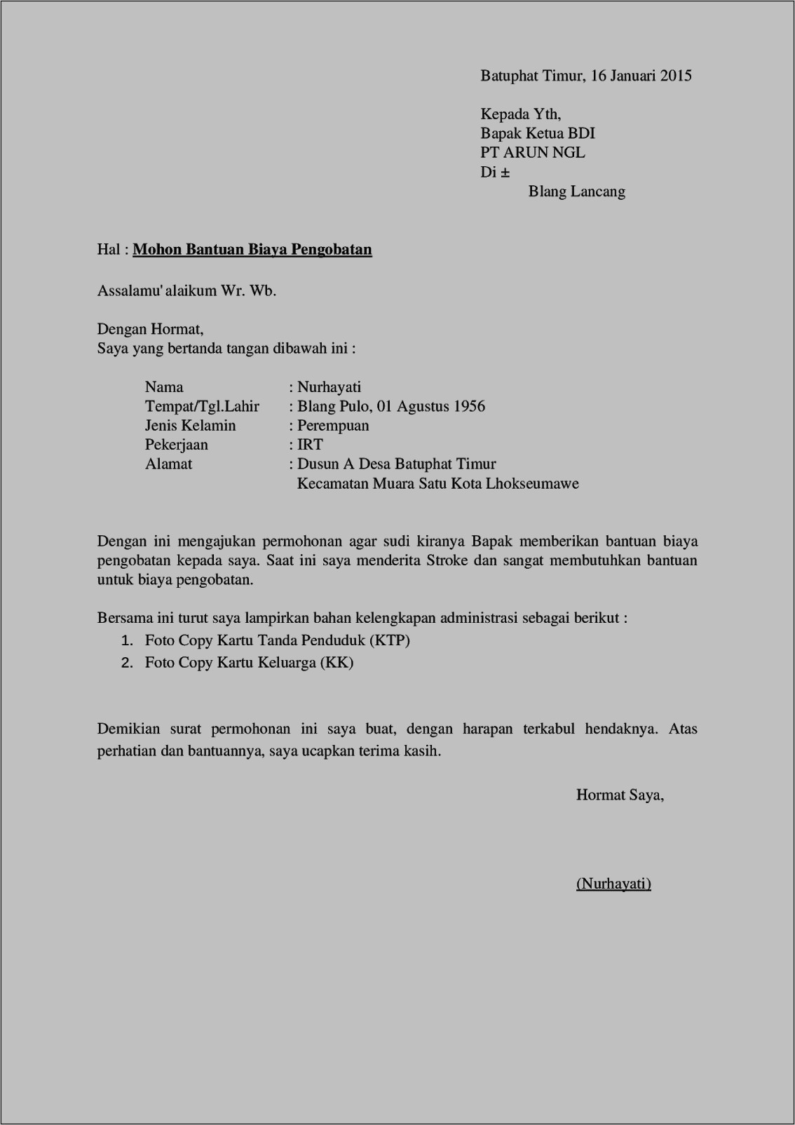 Contoh Surat Izin Penggalian Dana