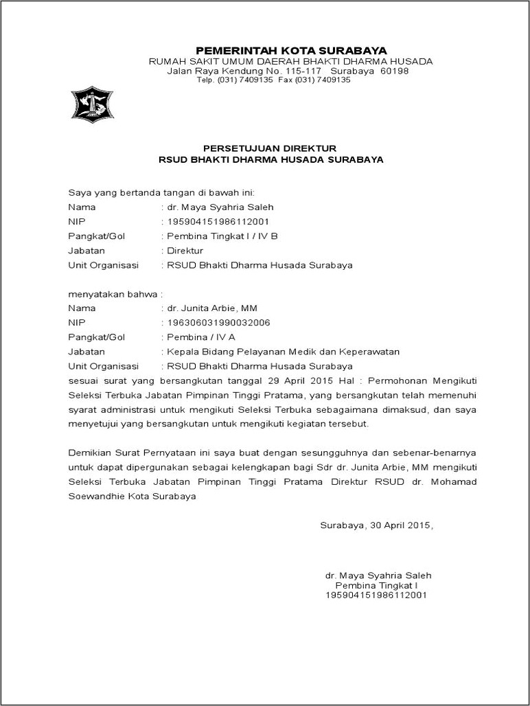 Contoh Surat Izin Pns Dari Atasan Untuk Tugas Tambahan