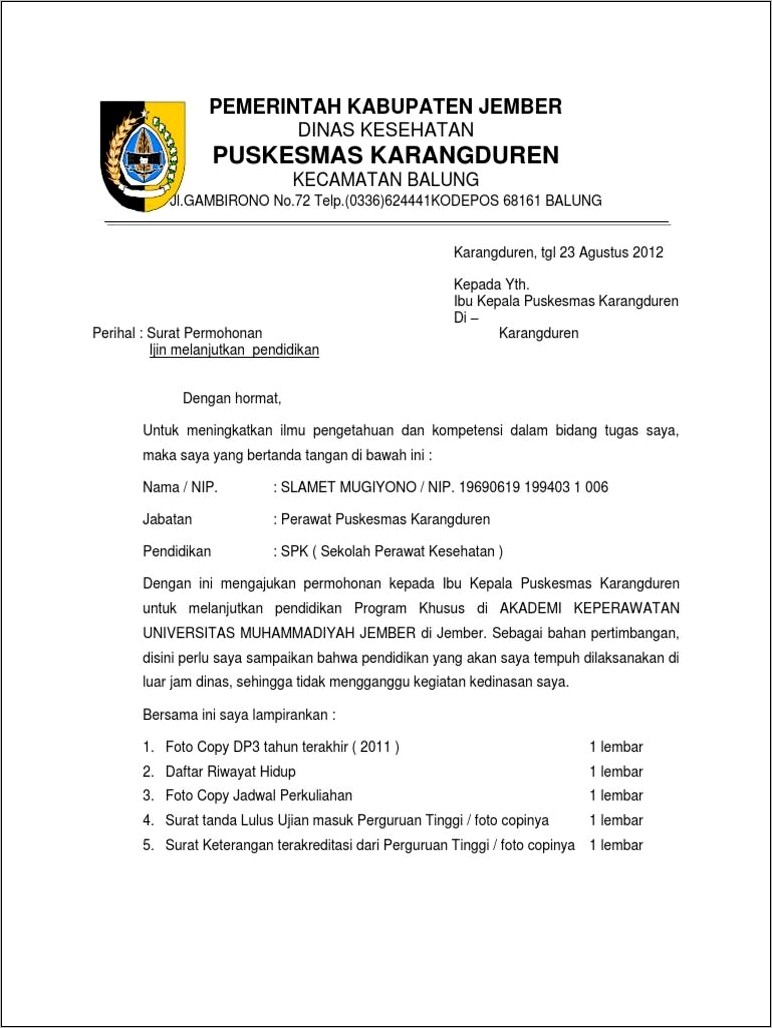 Contoh Surat Izin Pns Ke Kepala Sekolah