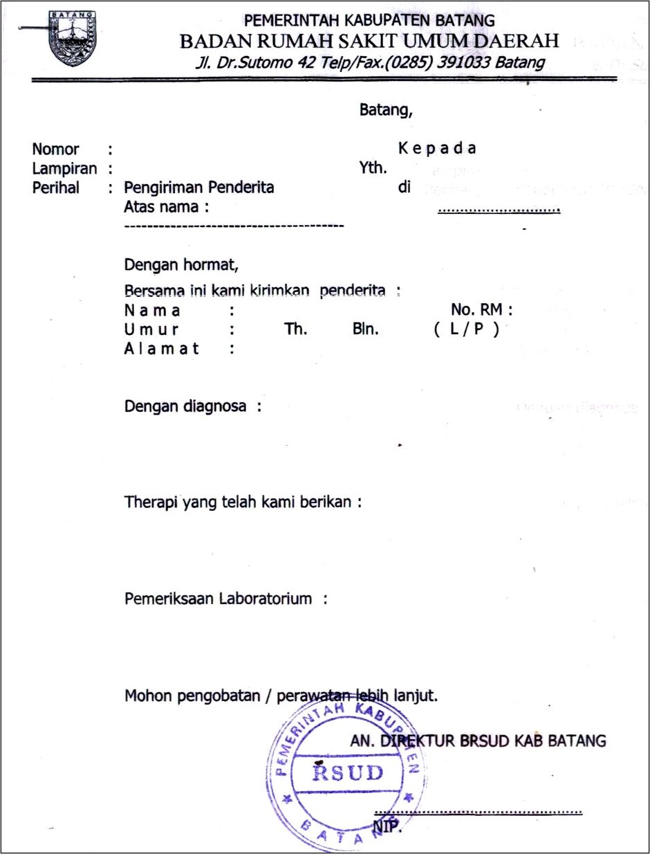 Contoh Surat Izin Sakit Dari Puskesmas Dukuhturi Tegal