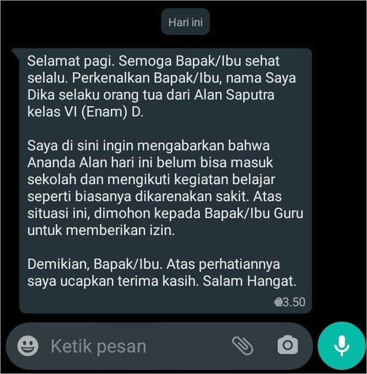 Contoh Surat Izin Sekolah Guru Karena Sakit