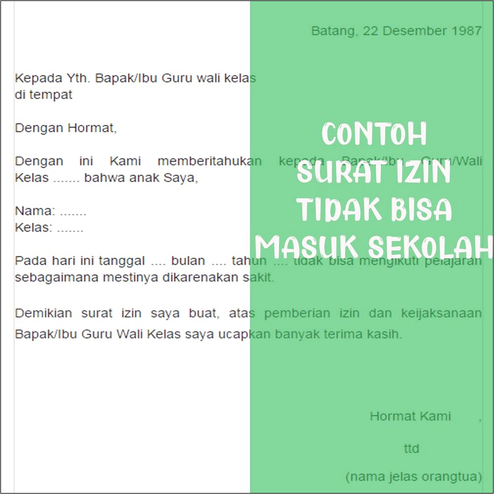 Contoh Surat Izin Sekolah Karena Sakit Smp