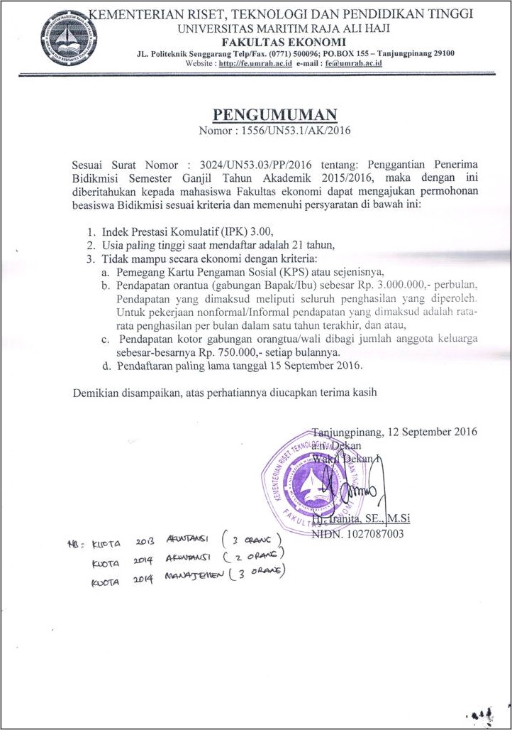 Contoh Surat Izin Sekolah Pasca Dari Instansi