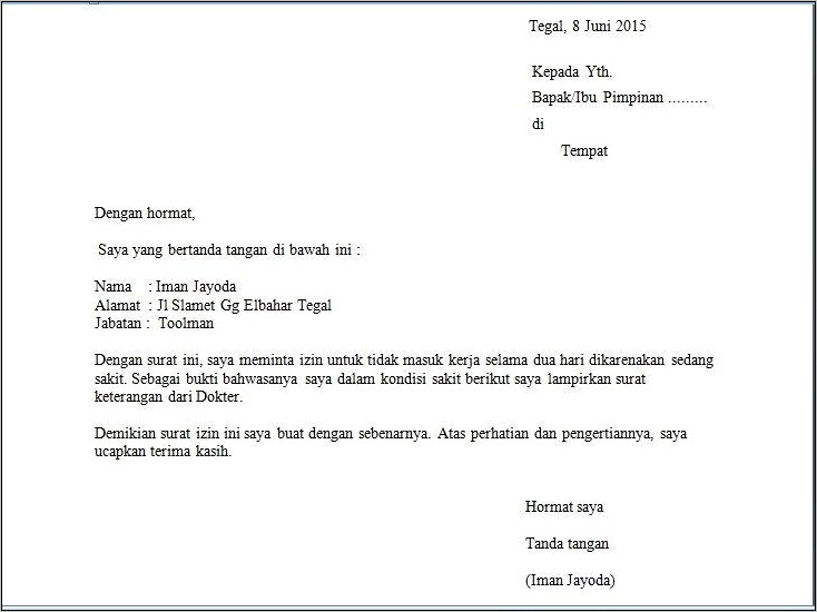 Contoh Surat Izin Sekolah Pribadi