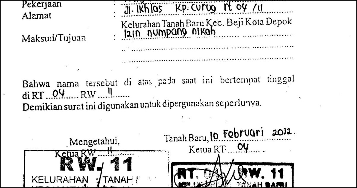 Contoh Surat Izin Sekolah Untuk Meminta Stempel Kelurahan