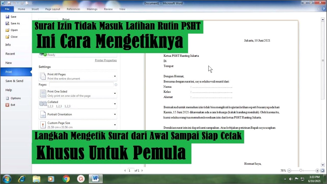 Contoh Surat Izin Tempat Latihan Psht