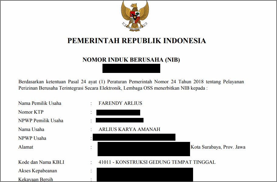 Contoh Surat Izin Tempat Usaha Di Bidang