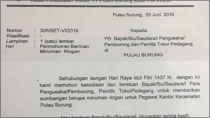 Contoh Surat Izin Tempat Usaha Singkat