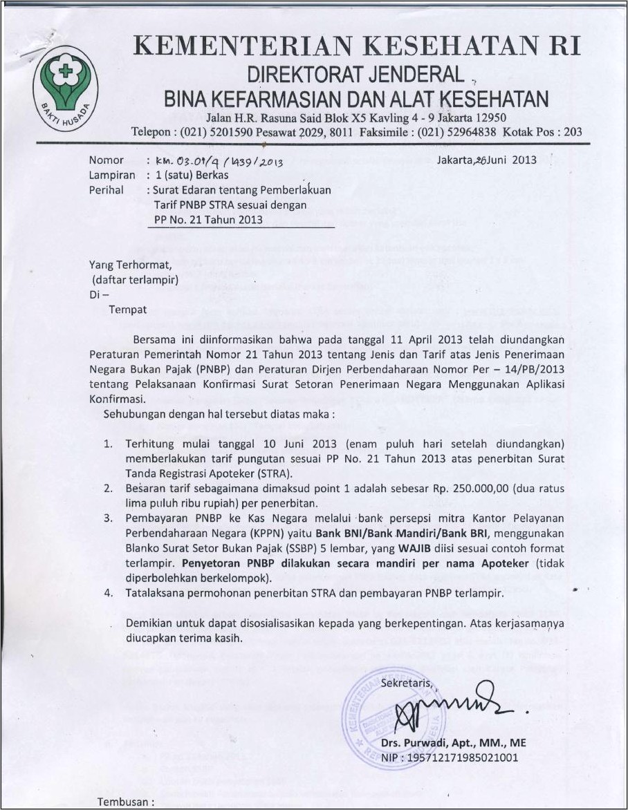 Contoh Surat Izin Terlampir Sesuai Perdirjen No 1 Tahun 2013