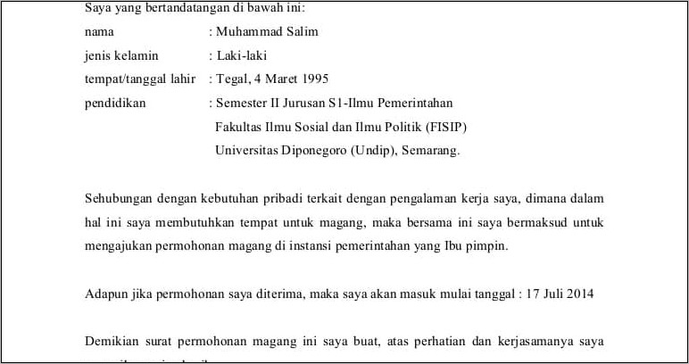 Contoh Surat Izin Tidak Masuk Magang Karena Sakit