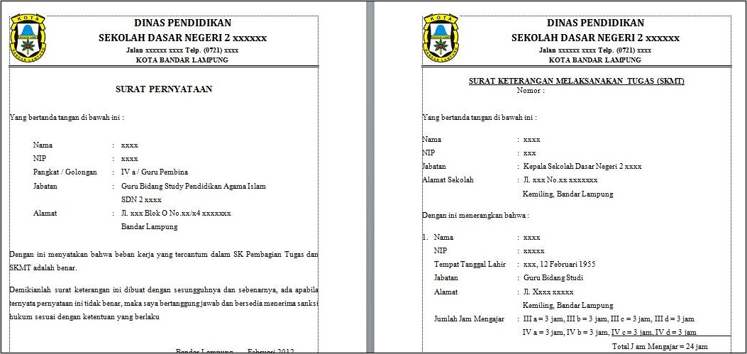 Contoh Surat Izin Tidak Melaksanakan Tugas