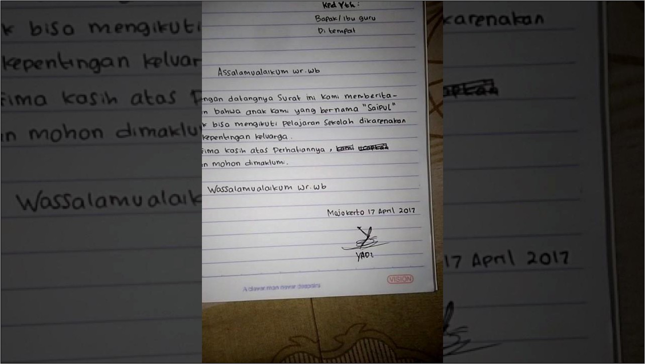 Contoh Surat Izin Tidak Mengikuti Ekstrakulikuler Pramuka