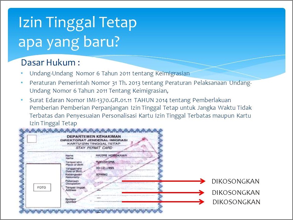 Contoh Surat Izin Tinggal Sementara Imigrasi