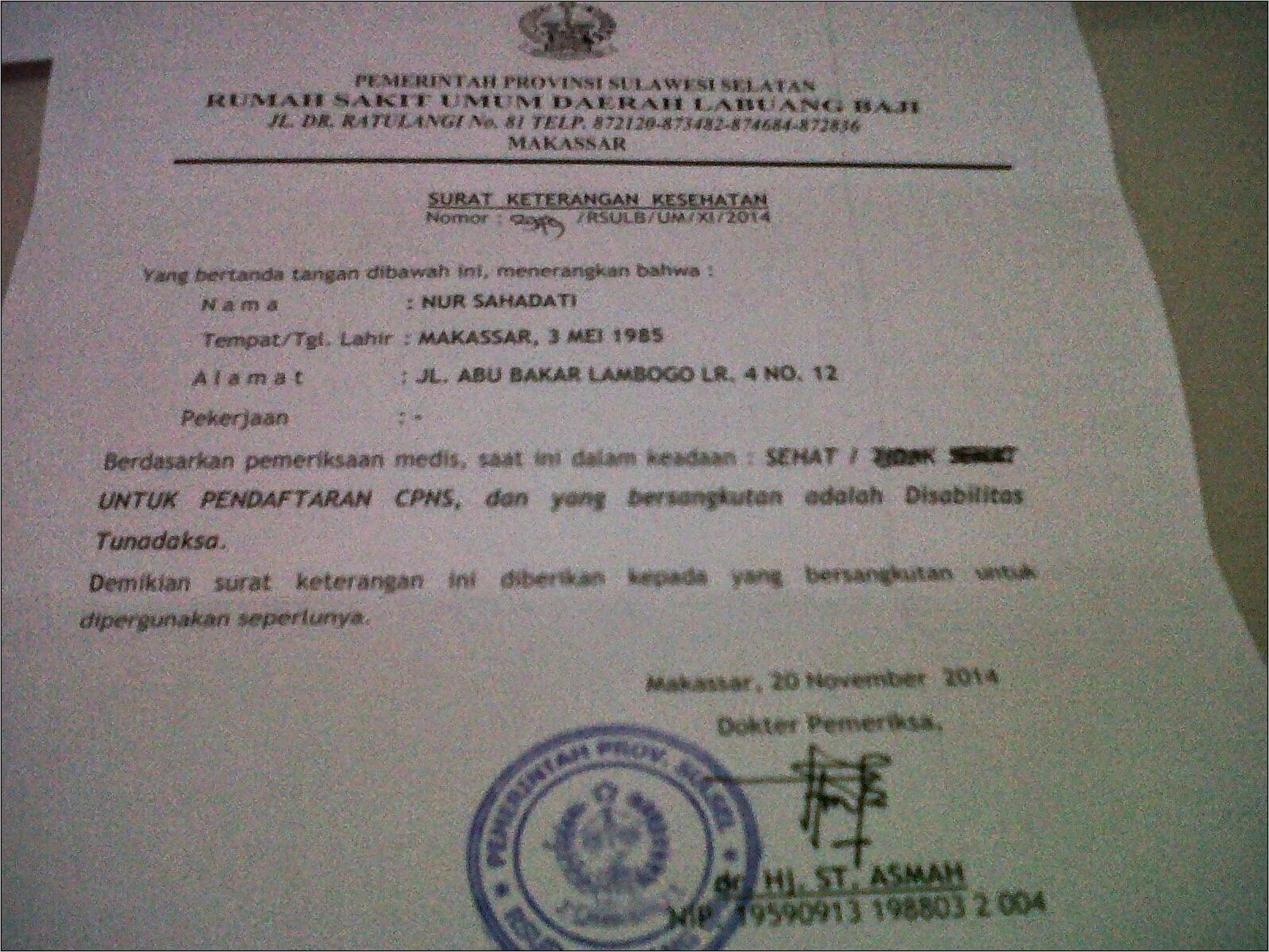 Contoh Surat Izin Untuk Cap 3 Jari