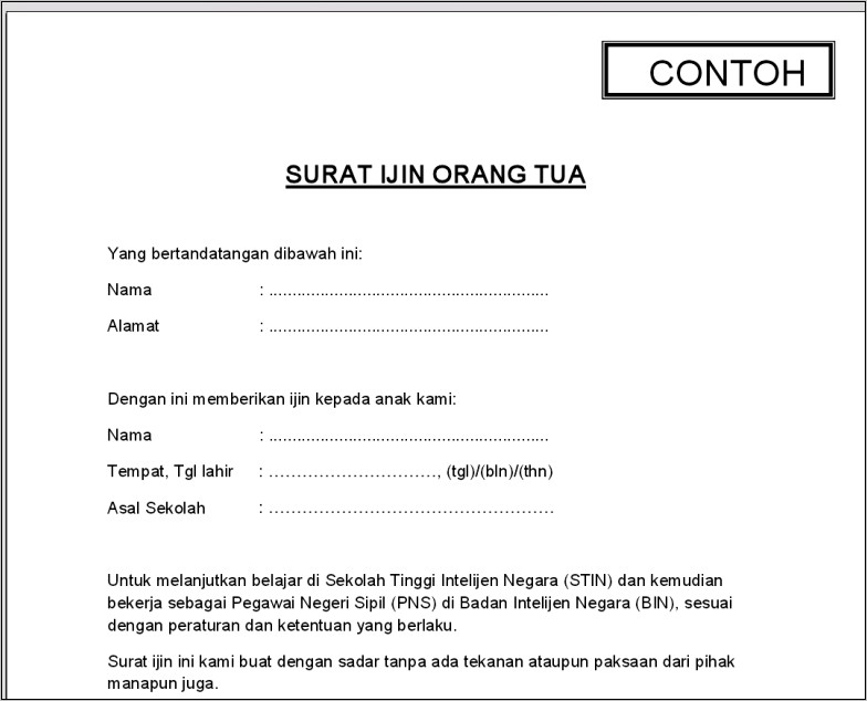 Contoh Surat Izin Untuk Osis