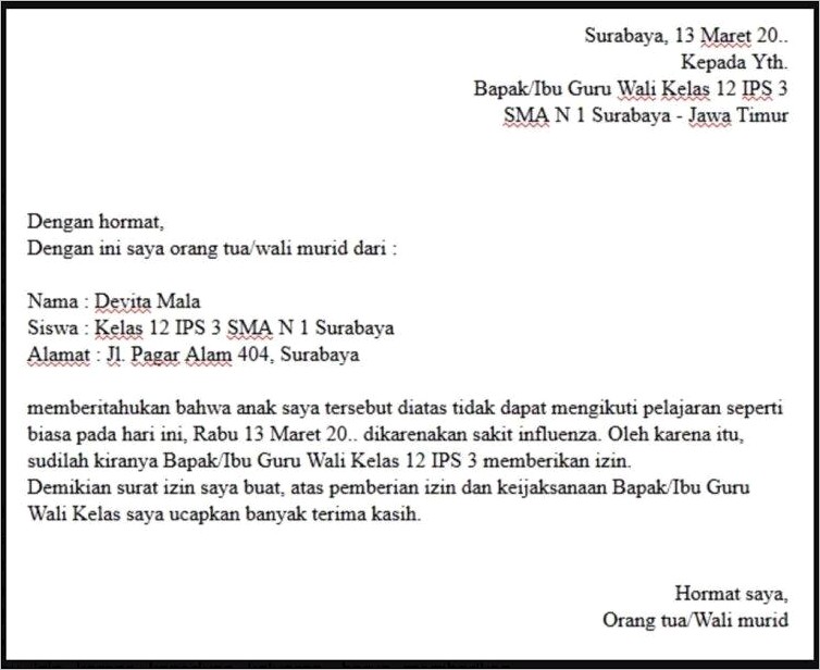 Contoh Surat Izin Untuk Pegawai